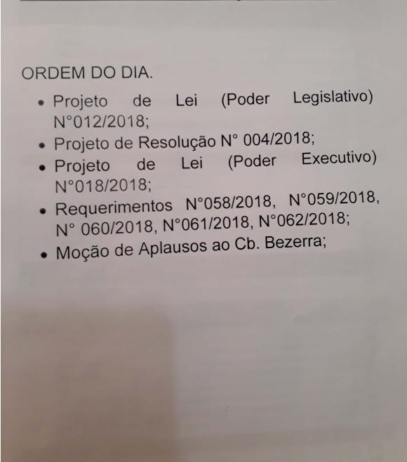 PAUTA DO DIA. 22 DE AGOSTO DE 2018. 
