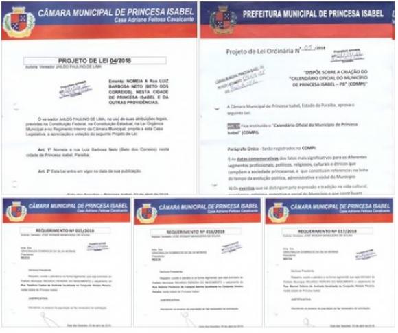 PROJETOS DE LEI DO LEGISLATIVO E REQUERIMENTOS APROVADOS EM (04 de Abril).